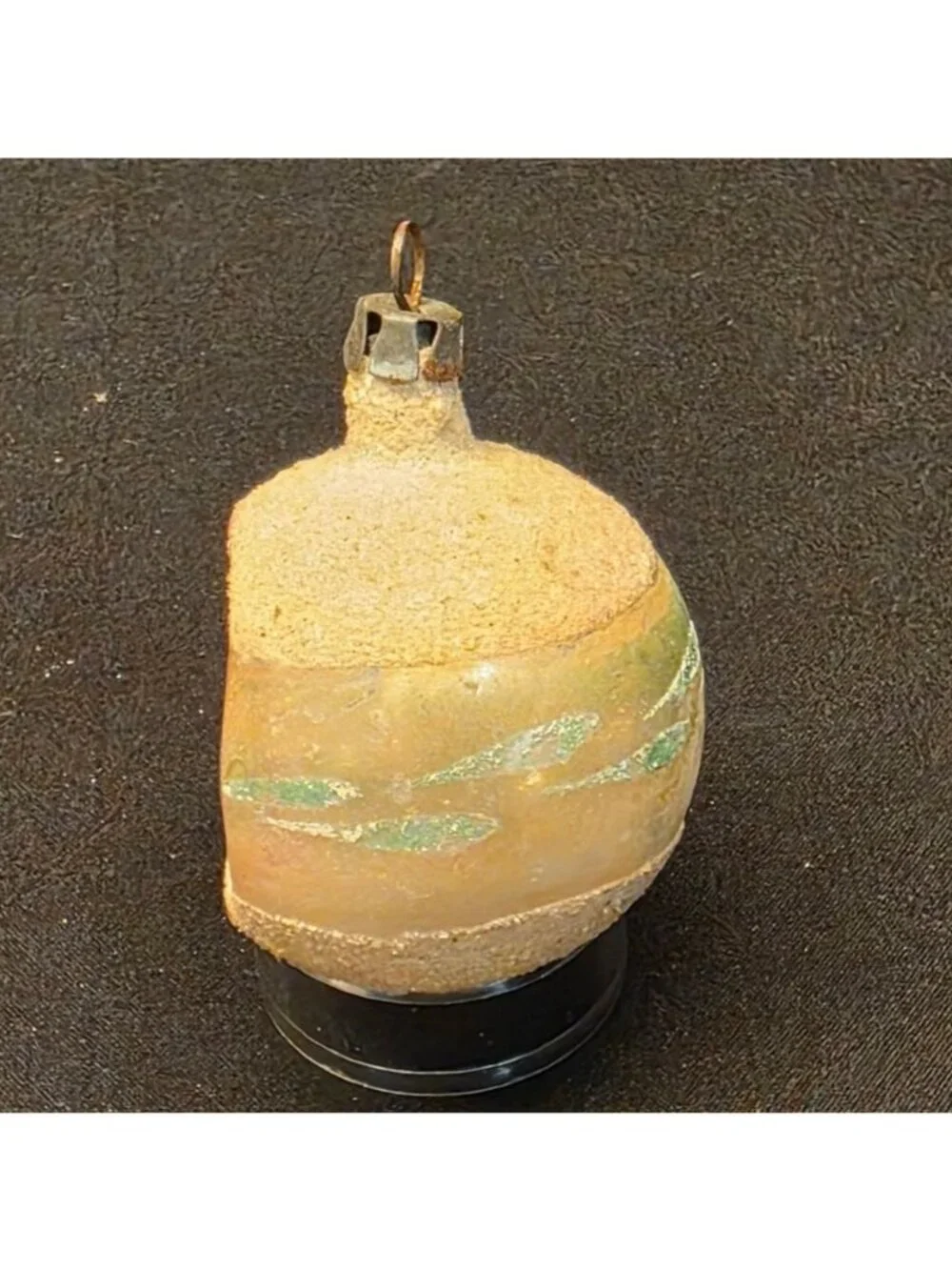 Vintage MCM Mercury Glass w Mica Indented Reflector Christmas Ornament
